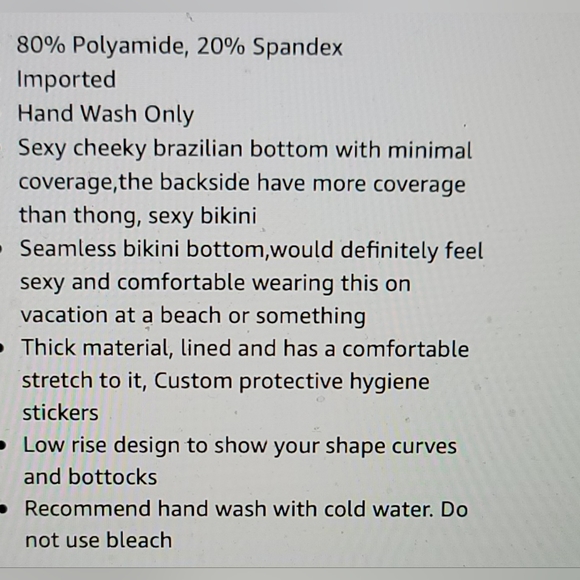 NWT ULTRA CHEEKY BRAZILIAN HIGH LEG TANGA G STRING SWIM BATHING SUIT BOTTOM LARG - Picture 5 of 6